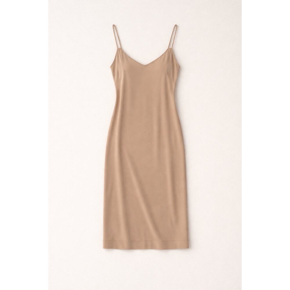 Akris Stretch Knit Midi Slip Dress Beige Size 8 - Picture 2 of 13